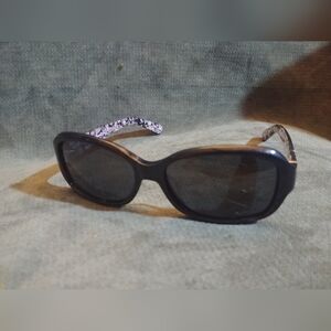 Kate Spade Black Oval Sunglasses with Patterned Arms